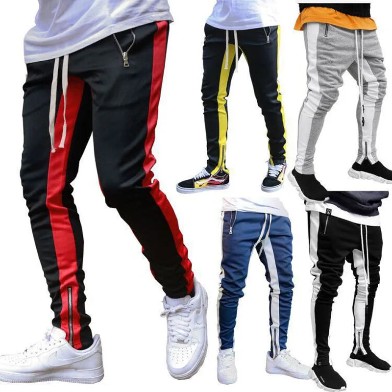 Men's casual and fashionable long pants, tight fitting gym sports pants, street wear, runners' small foot sports pants