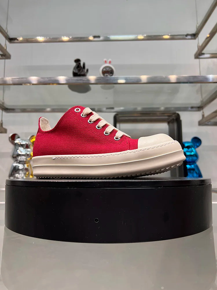 Ro Casual Shoes Women Low Top Quality Canvas Denim Summer Breathable Original Thick Sole Increases Height Men Luxury Sneakers