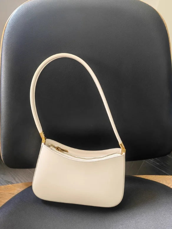 Zency French High-End Leather Underarm Bag Red Shoulder Handbag for Women Luxury Designer Sac for Lovers Wife Girlfriend