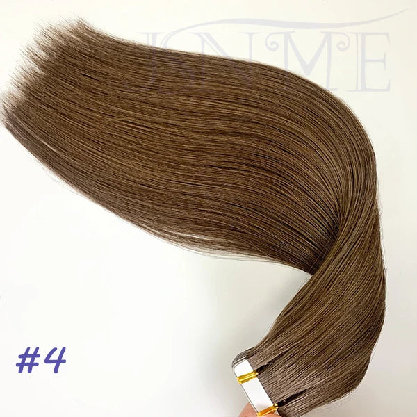 JSNME High Quality Tape In Hair Extension Invisible 100% Real Human Hair Straight Tape Ins  Brown Blonde 2.5g/pcs 16-22 Inch