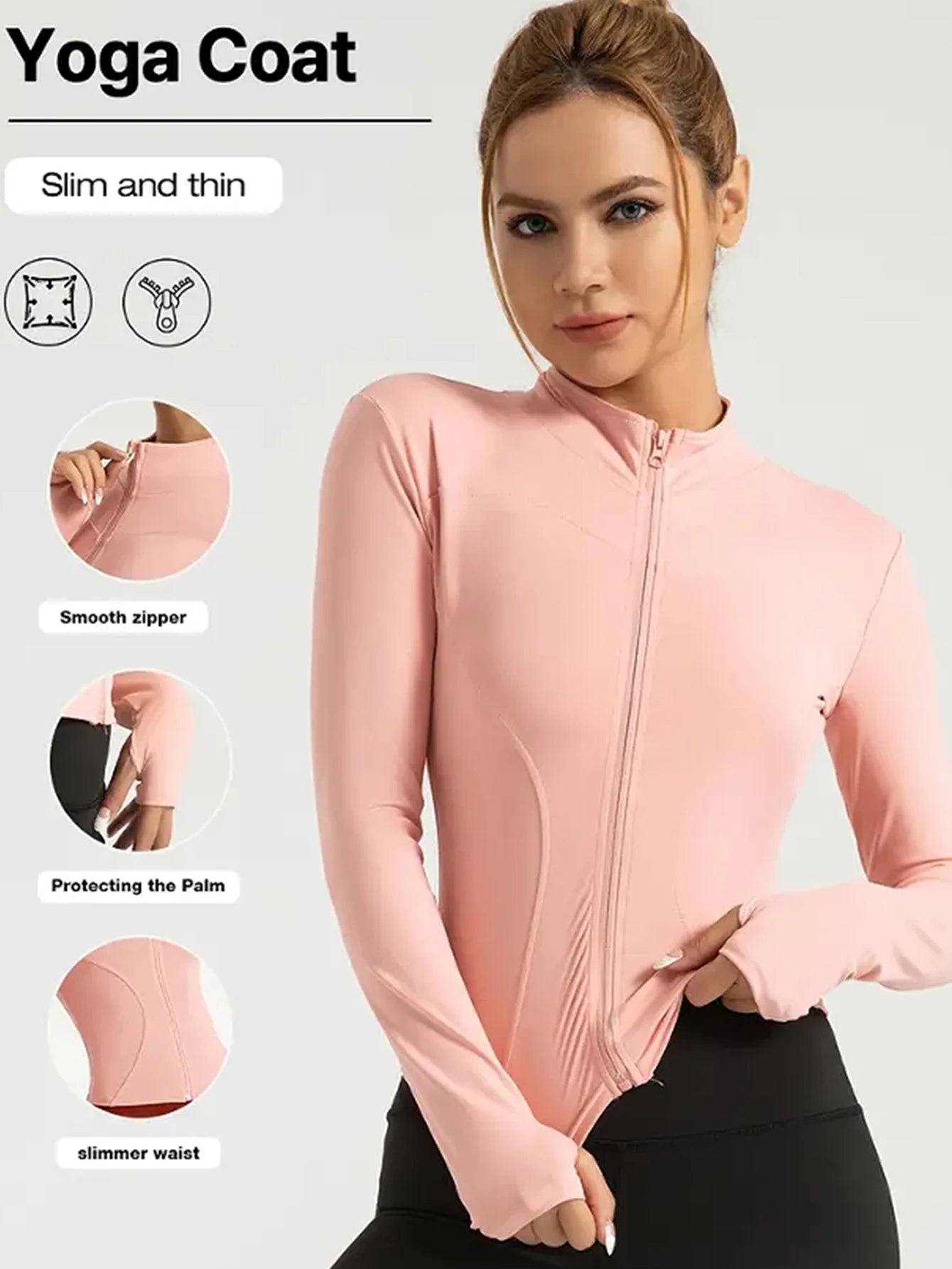 Yoga Jacket High Elastic Tight Quick Dry Sports Jacket Slim Fit Running Gym Top Workout Shirt for Women