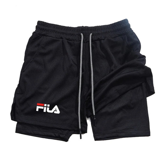 Training Jogging Men's Fitness Jogging Sports Basketball Training Pants 2-in-1 Double-layer Multifunctional Shorts Double Deck