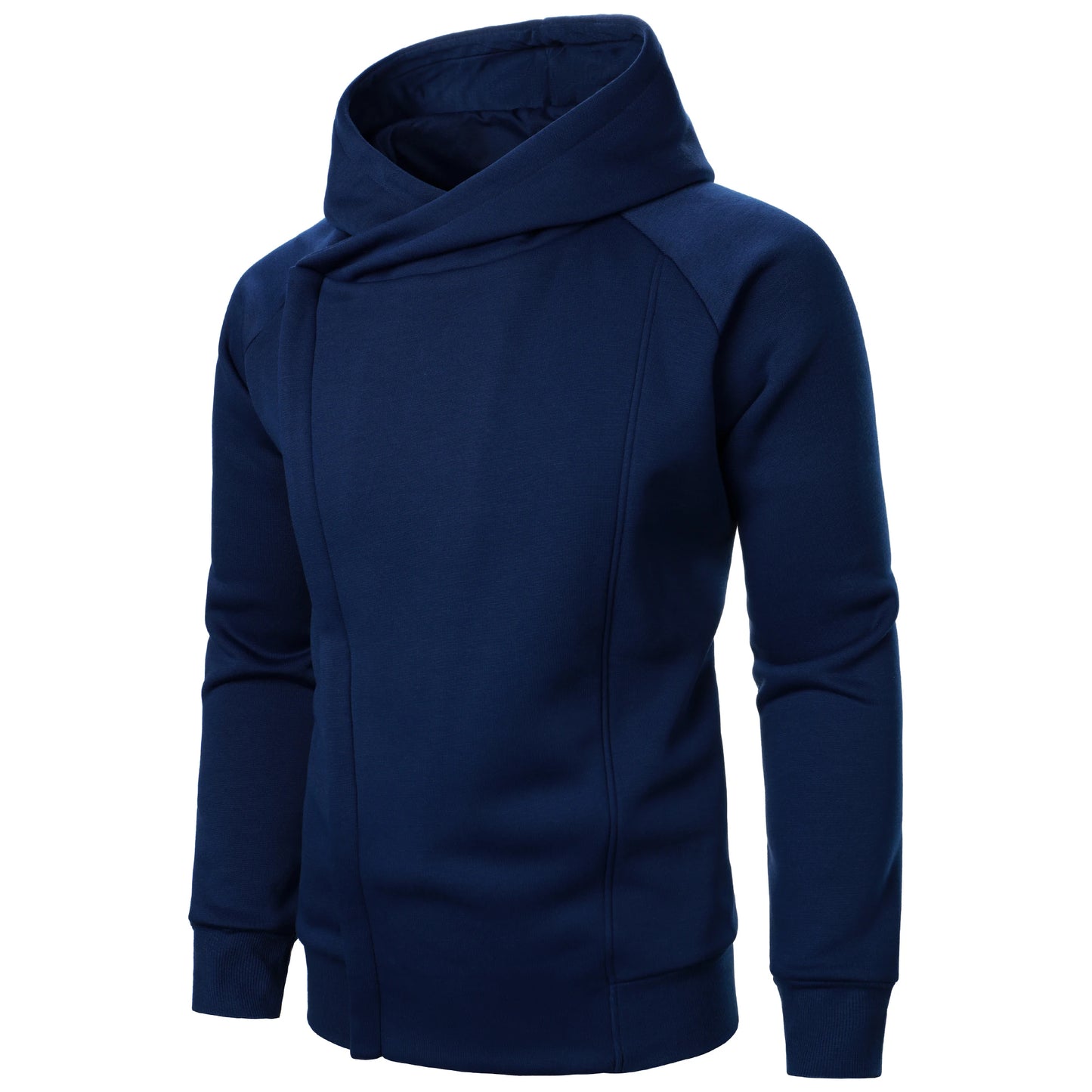 Autumn winter men's solid color hooded top Long sleeve side zipper design hoodie