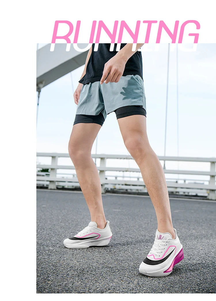 Brand Men's Carbon Plate Running Shoes Soft Cushion Shock Absorbing Sports Shoes Unisex Sneakers Light Anti-Slip Training Shoes
