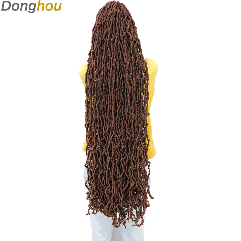 Long Goddess Faux Locks Crochet Braids Brown Blue 1B 30 350 Soft Locs Braiding Hair Synthetic Faux Locs Crochet Hair Extensions