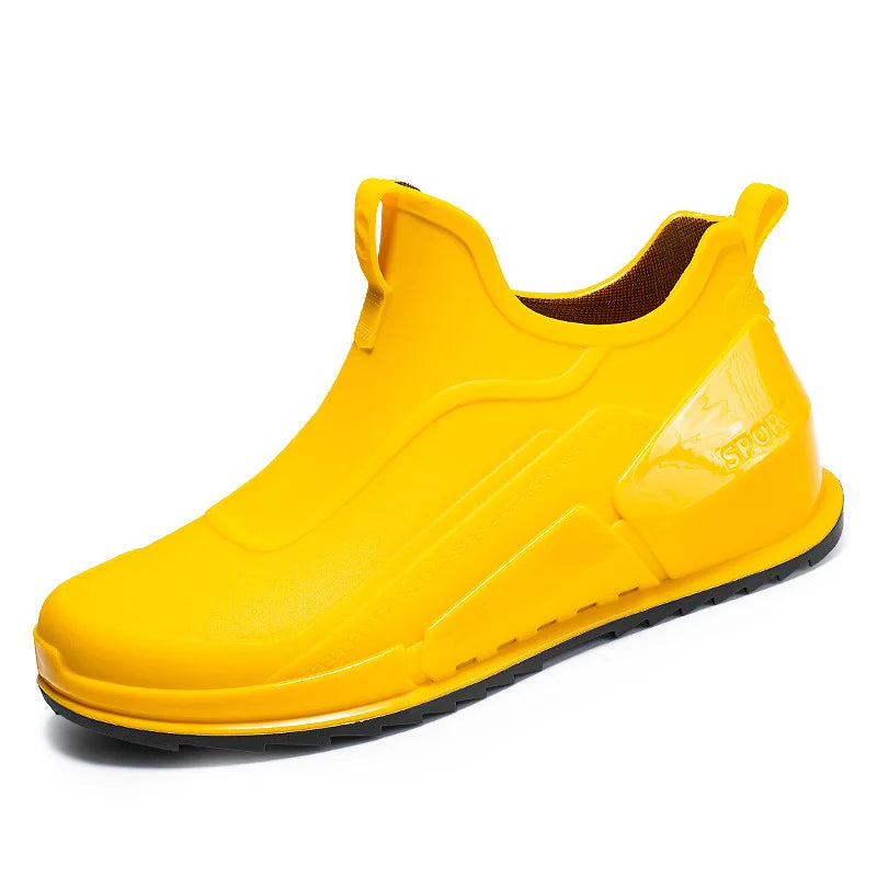 Men's Rain Boots Ankle Waterproof Shoes Men Casual Fishing Work Shoes Slip on Non-slip Rain Shoes Womens Kitchen Rubber Shoe 장화