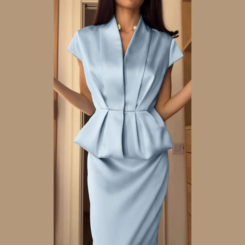 Urban Solid Blazer Skirt Women Set Elegant Pleated Sleeveless V-neck Top Split Hip Package Skirts 2026 Summer Lady Outfit New