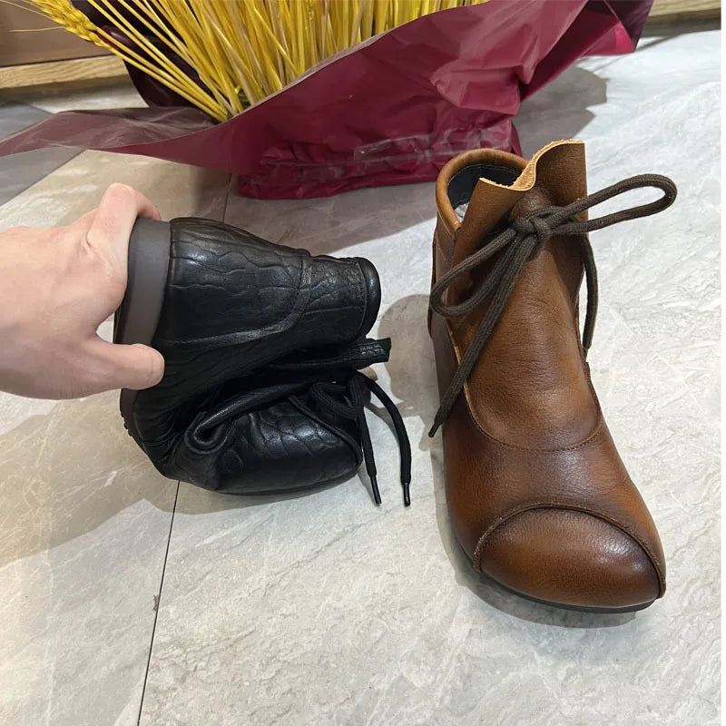 Careaymade-Genuine leather women's boots Fashion retro warm Oversized shoes cow leather Pure handmade ankle boots Casual boots