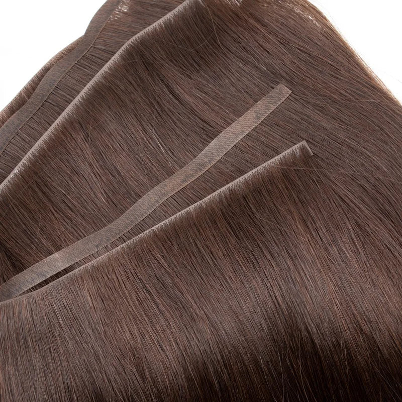 Long Flat Weft Invisible Tape Bundles Human Hair PU Skin Weft Hair Extension Injected Seamless & Glueless Tape On Hair Weft