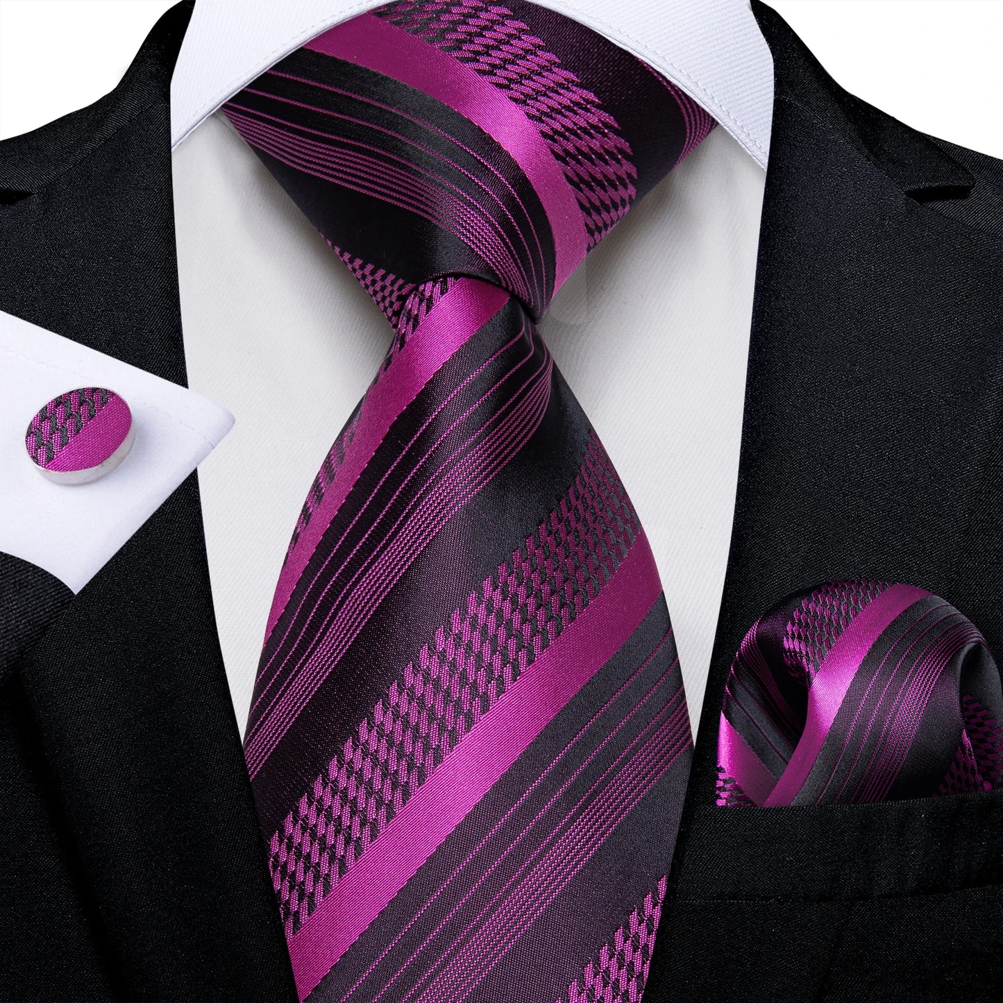 Dark Red Plaid Silk Ties for Men Classic 8cm Business Wedding Party Accessories Pocket Square Cufflinks Gift DiBanGu Dropship BAZAARHUBO