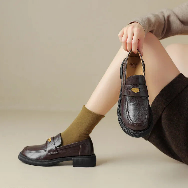 Loafer  Ladies' leather shoes  Flat heel  Genuine leather sheepskin Commuting shoes  commercial  Ladies' loafers  comfort
