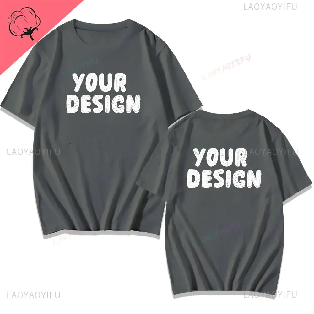 2025 Customized Printed Cotton Black White T Shirt Harajuku Men Women Tee DIY Your Like Photo  Tshirt Fashion Custom Tops