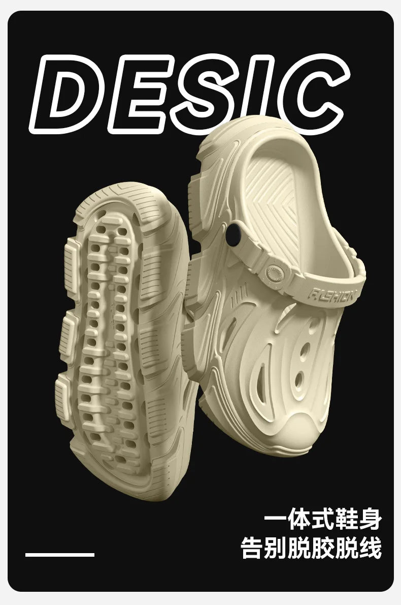 Thick soled perforated shoes for men, 2026 new model for home use, anti slip, wear-resistant, breathable and not tiring