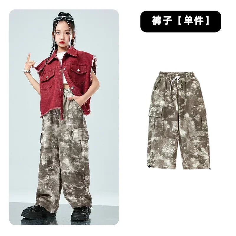 Children Hip Hop Jazz Fashion Show BoyGirl Loose Vest Baggy Pan t T-shirt Suits Sets Dance Performance Clothes Kids Tracksuits