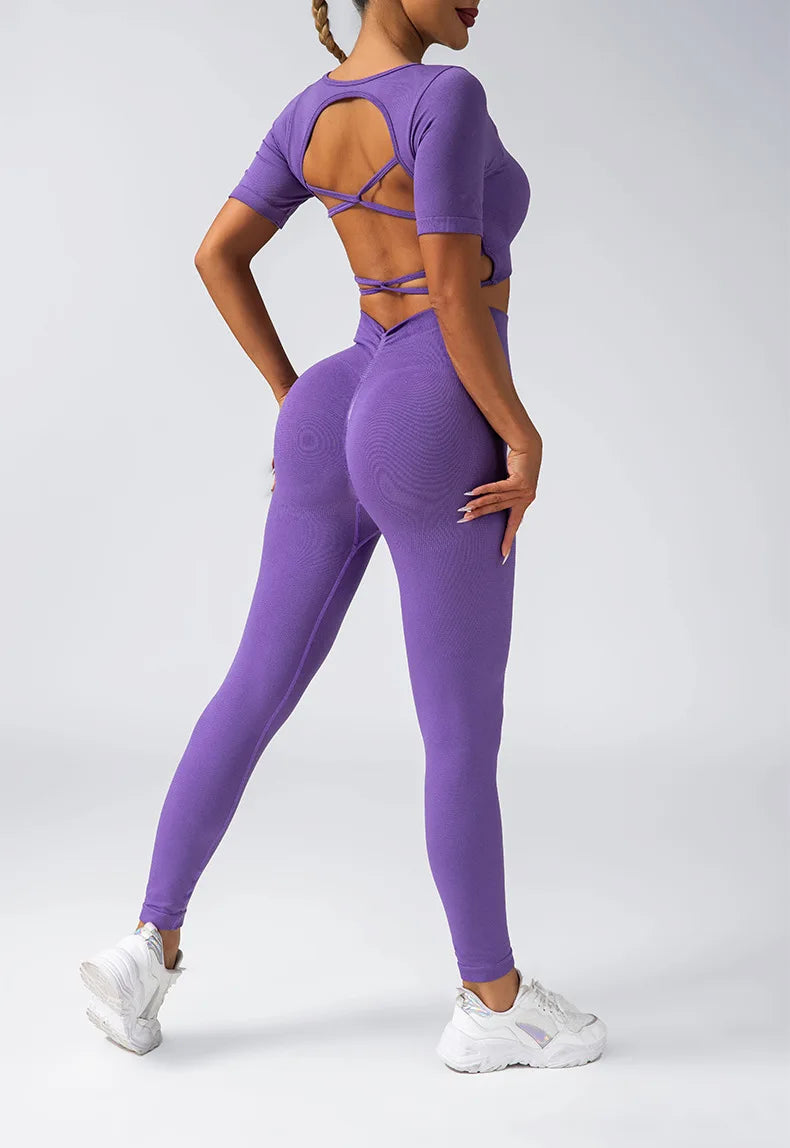 Women's Yoga Sets Seamless Sportswear 2-Piece Gym Yoga Clothes Sport Bra + Leggings Running Wear Skinny Sports Workout Sets Suit