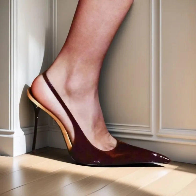 European and American Spring and Summer Fashion Party Dress Shoes Elegant Women's Stiletto High Heels Back Hollow Sandals