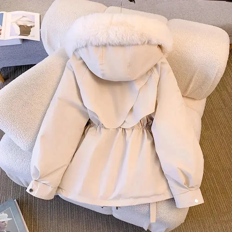 Detachable Pai Overcomes Women's Winter 2026 New Casual Down Cotton Thicken Hooded Coat Female loose Warm Wool Overcoat BAZAARHUBO
