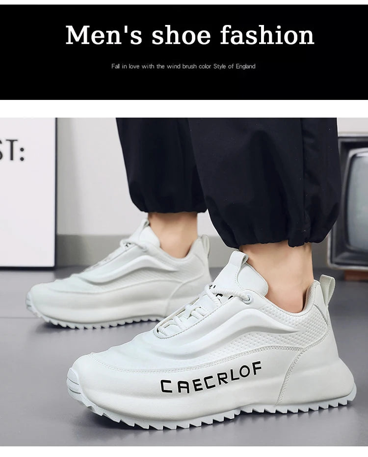 Men's Low-Top Fashionable Color-Blocked Casual Sneakers, with Comfortable Lining, Non-Slip and Wear-Resistant, Height-Increasing Thick Sole, Dual-Purpose Sports and Casual Shoes