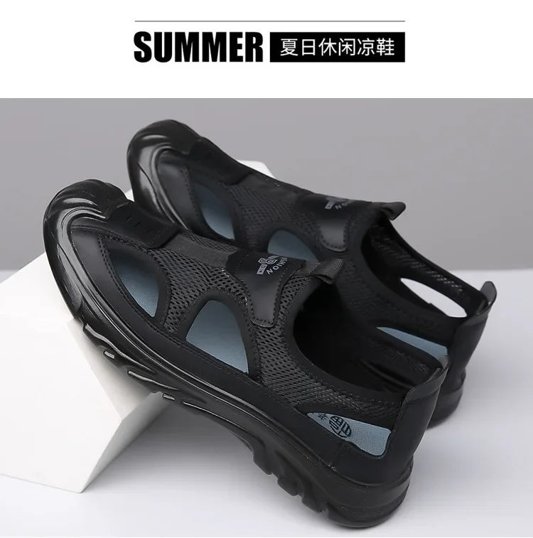 Sandals Breathable Men Shoes Mesh Outdoor Men Hollow Sandals Antiskid Beach Sandals Flats Footwear Zapatillas Hombre 2025