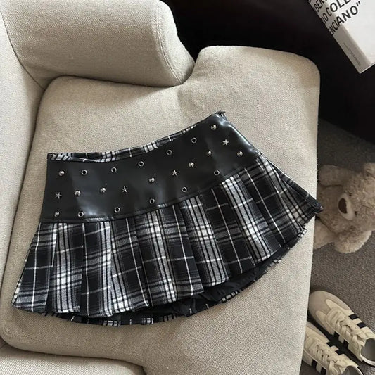 Spring Summer Korean Fashion Sexy Woman Skirt Y2k Aesthetic American Retro Mini Skirt PU Gothic Dark Style Skirts Woman Clothes