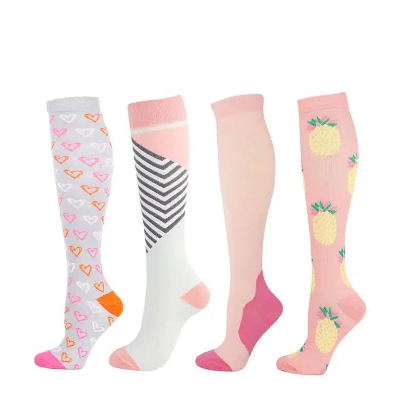 4 Pairs Compression Socks 20-30mmhg High Stockings Men Women Sports Socks For Marathon Cycling Varicose Veins Pregnancy Nursing