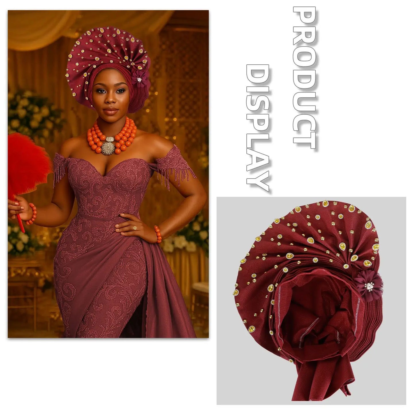 Luxury African Headscarf Wedding Party Auto Gele Headties Already Made Turban Cap for Women Nigeria Bonnet Hijab Head Wrap Hat
