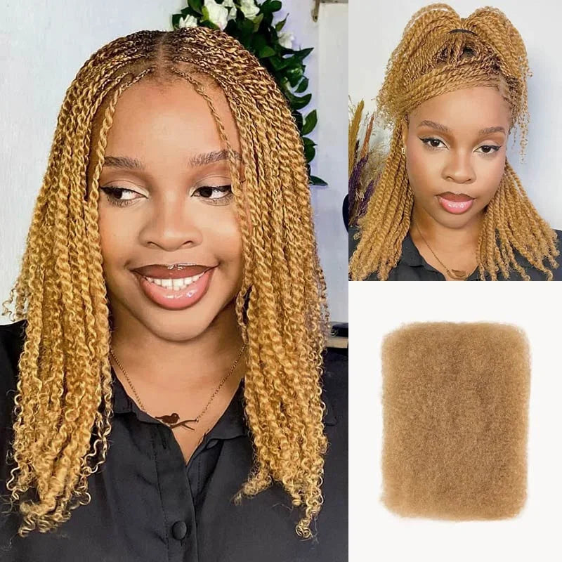 QVR Afro Kinky Bulk Hair No Attachment QVR Afro Curly Bulk Human Hair Rebecca Virgin Remy Dreadlock 50G/Pack Highlight Braids