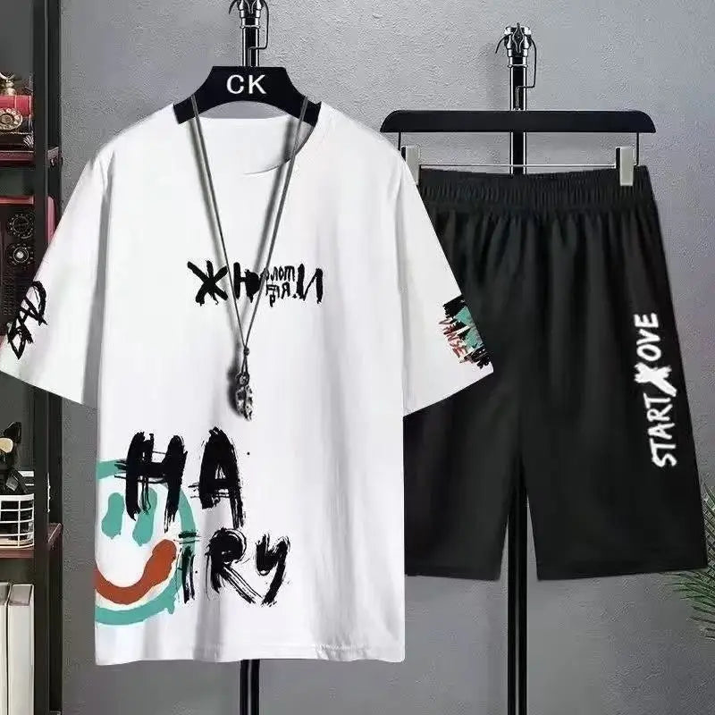 Suits for Men 2026 Summer Men's Clothing Fashion Tracksuits Casual T-shirt + Shorts Basketball Set Sportswear Trend Man Sets