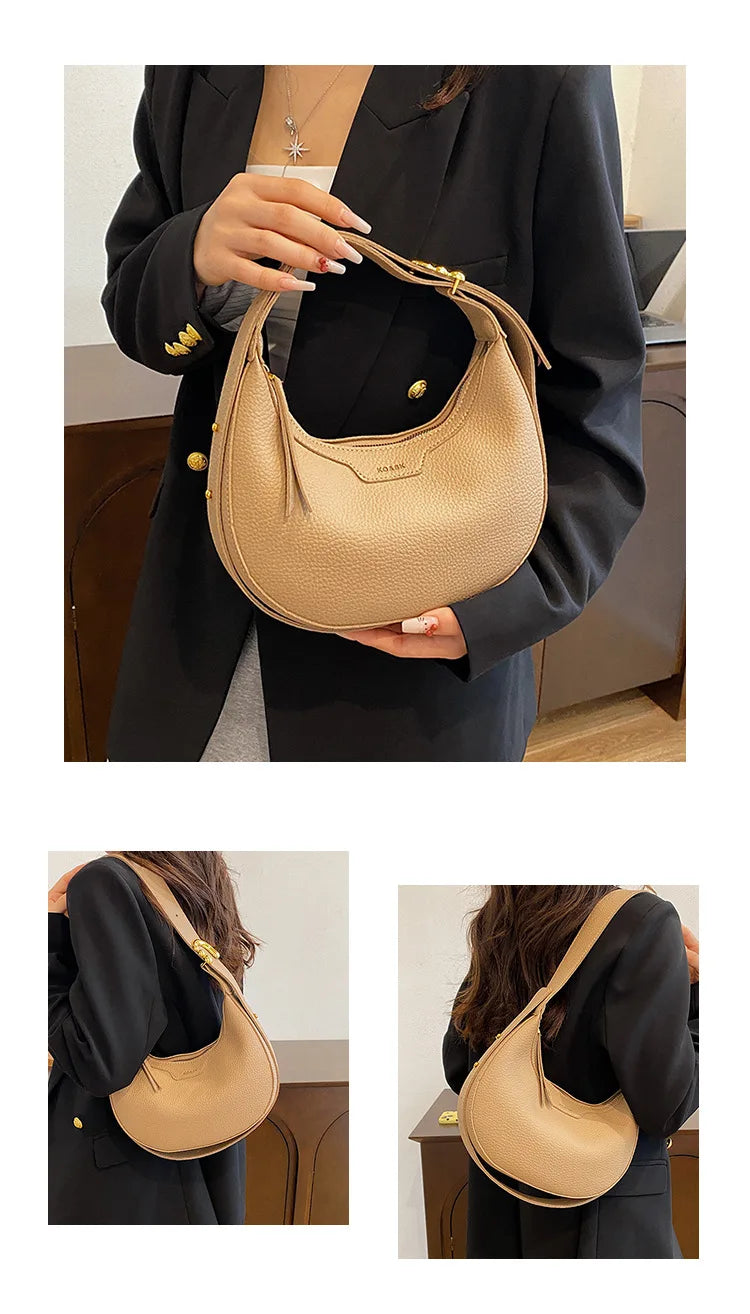 Women Underarm Bag Fashion Hobos Half Moon Saddle Shoulder Bags Luxury Pu Leather Crossbody Bag Phone Purses 2024 Commuting Bags
