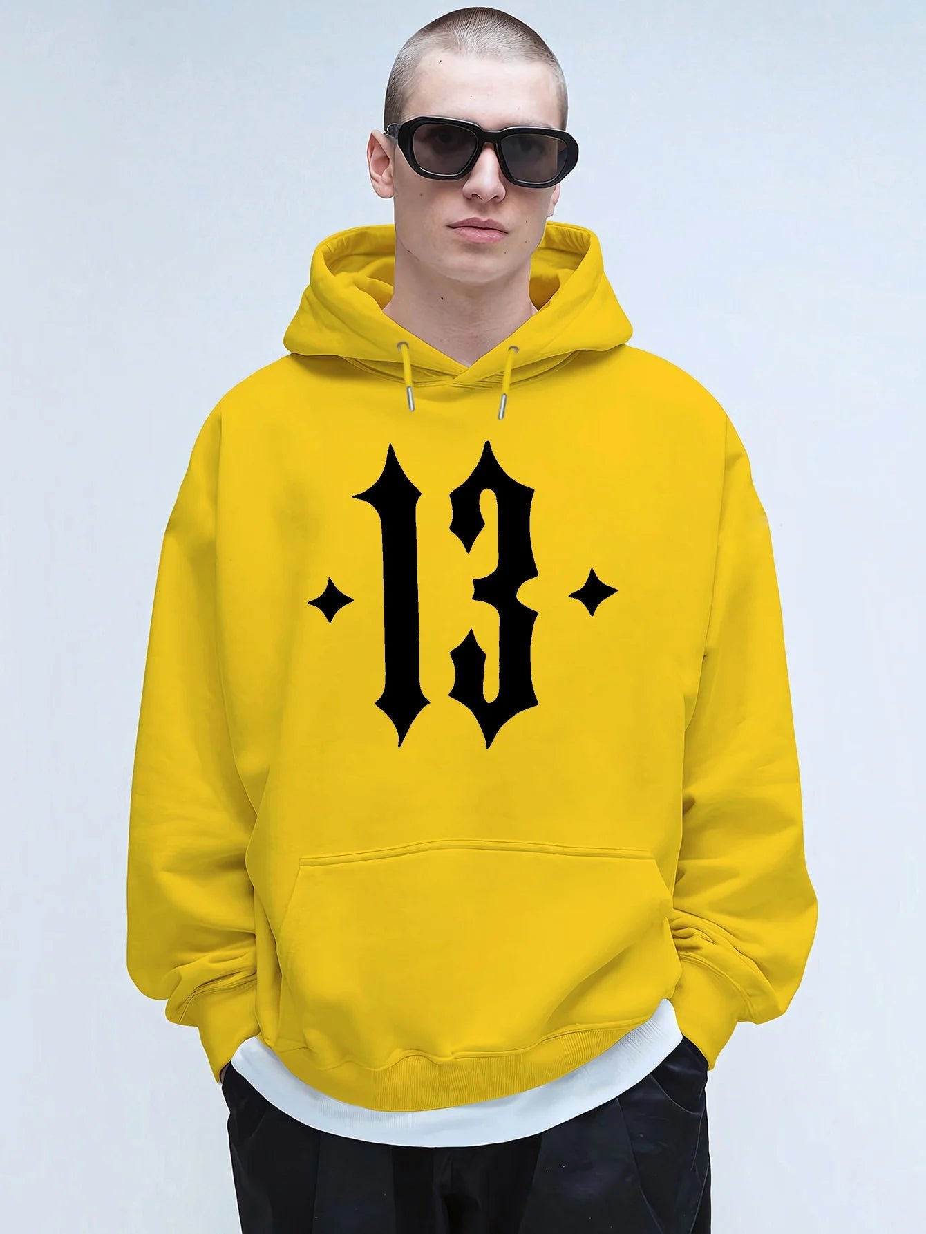 Men'S Hooded Sweatshirt with Number 13 Print - Casual, Comfortable Pullover for Fall and Winter, Long Sleeve Casual Style Top