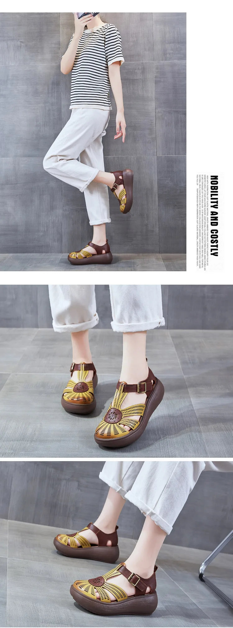 GKTINOO Genuine Leather Shoes Women Sandals Mixed Colors Retro Buckle Strap 2026 New Wedges Handmade Concise Platform Sandals