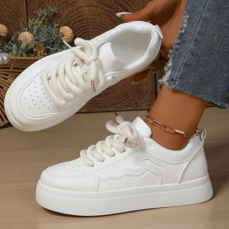 Thick-Soled Sneakers for Women 2025 Fall New Fashion Versatile Heightening Bread Shoes Casual Platform Women's Vulcanize Shoes