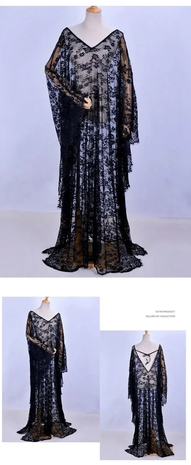 Sexy Lace Beach Bikini Cover Up Robe Pareo Beachwear Swimwear Women Dress Black White Swimsuit Hollow Out See-through Vacation