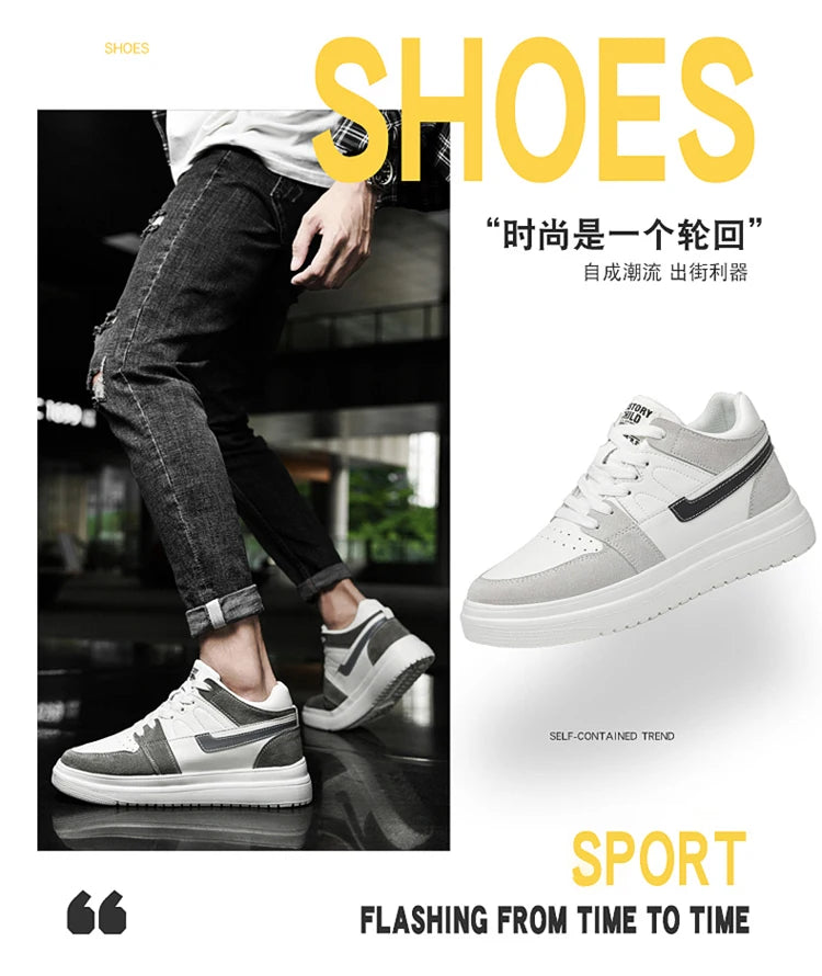 Genuine Leather Height Increasing Elevator Shoes Men Woman Height Increase Shoes 6cm 8cm 10cm Man Sneakers Sport Casual Shoes