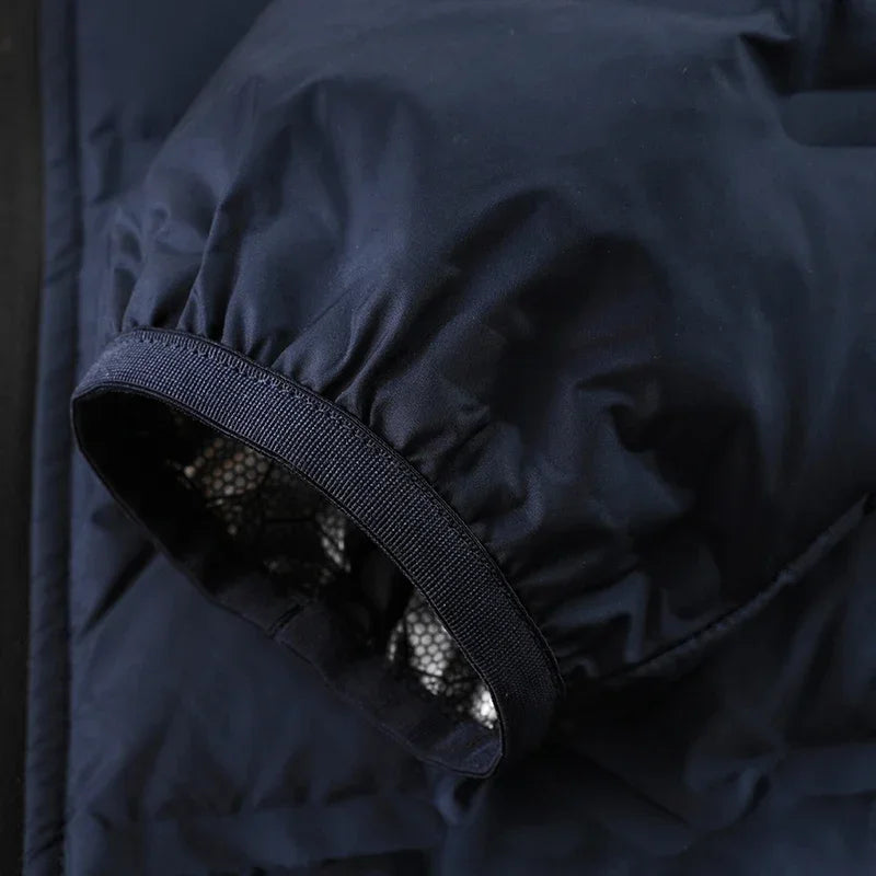 CHUJIE Winter white down jacket men's graphene self heating windproof pleated down jacket stand collar casual warm down jacket