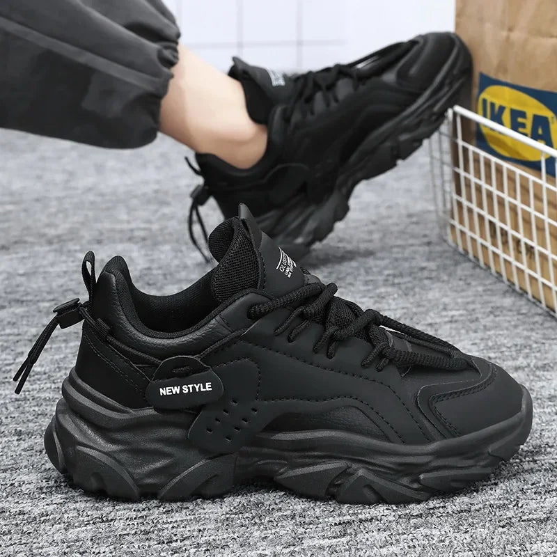 Men Sneakers Mesh Men Shoes PU Leather Platform Casual Sneakers Increased Vulcanized Shoes Light Running Shoes Tenis Masculino