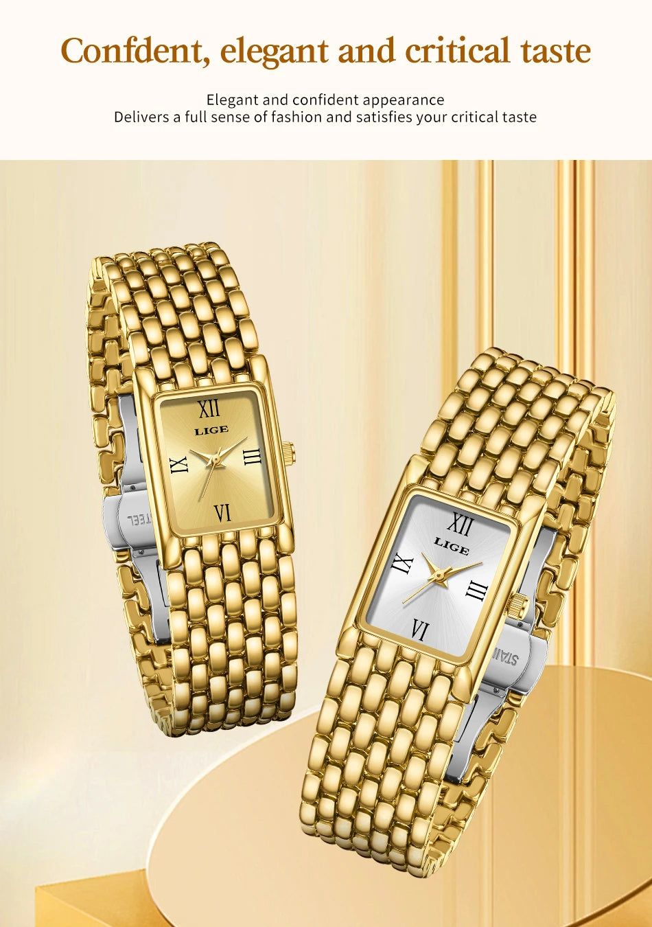 2025 LIGE New Watches Women Fashion Casual Luxury Gifts Womens Waterproof Square Dial Steel Belt Quartz Wrist Watch reloj mujer