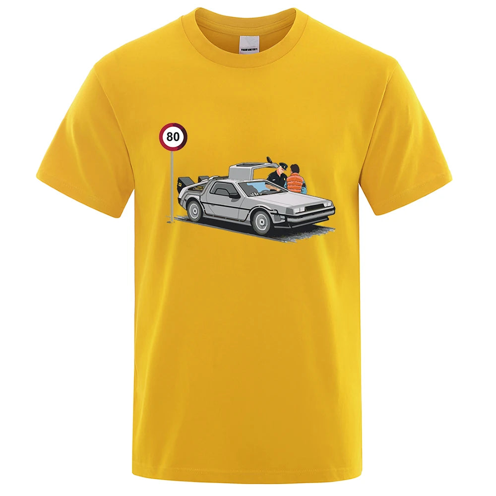 I Was Caught Speeding Funny Printed T-Shirts Men Fashion Casual Short Sleeves Loose Oversized T Shirt Breathable Cotton Tees