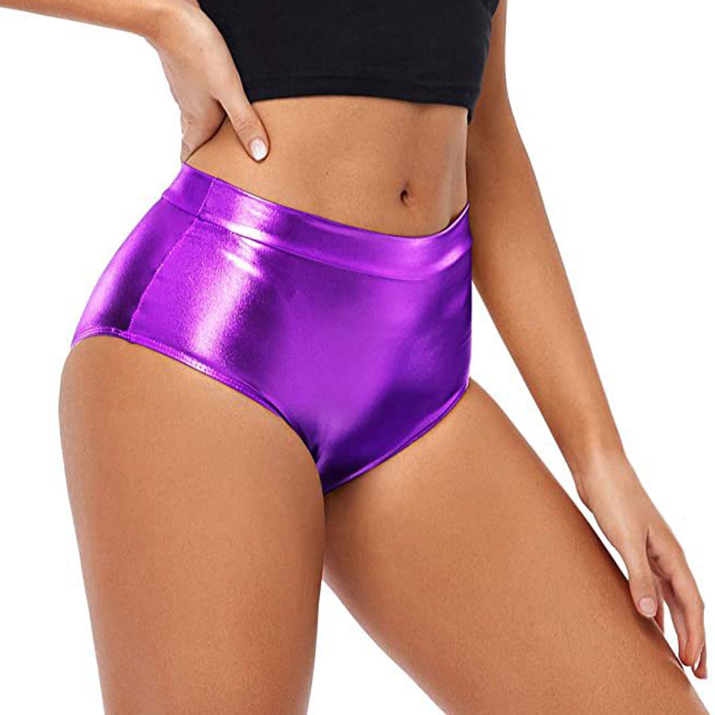 Sexy Rave Dance Costume Women's Metallic Shiny Booty Shorts Skinny Panties Hot Short Pants for Carnival Club Party Bottoms