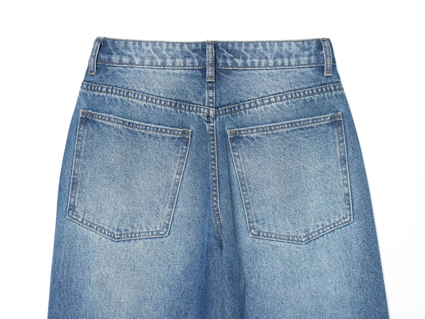 HH Women Fashion Baggy Straight Jeans Casual Loose Mid Waist Denim Pants Autumn Female High Street Chic Trousers Jeans