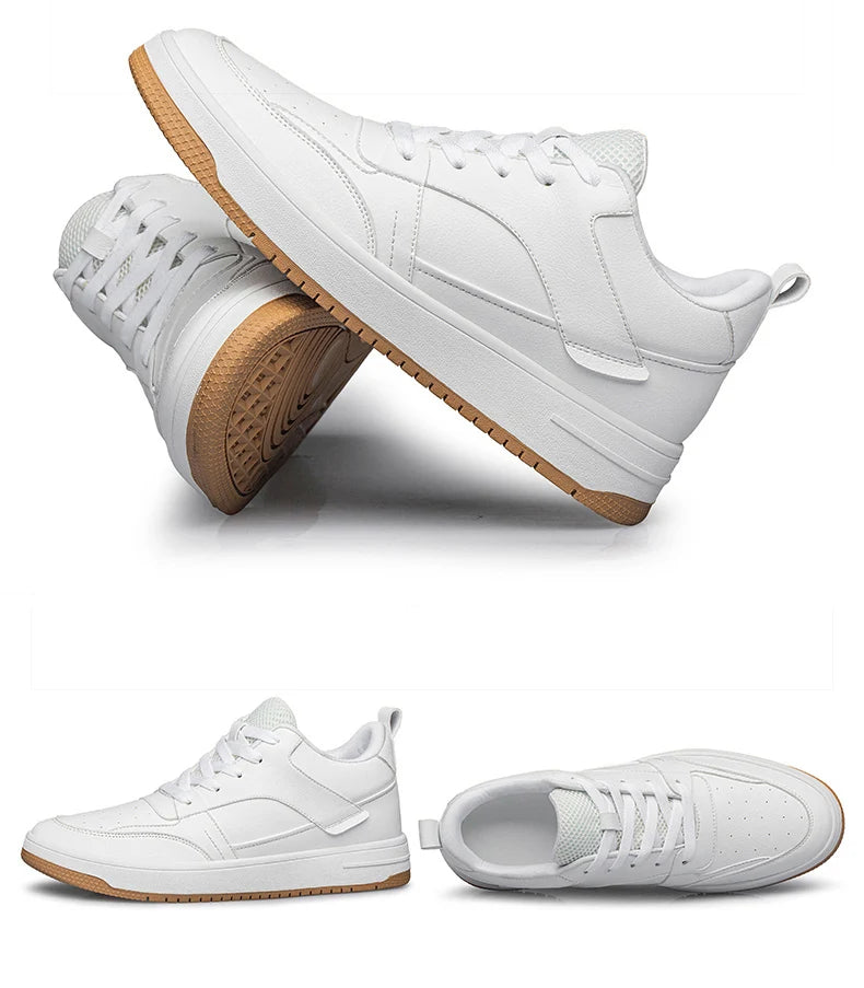 Men Genuine Leather Casual Shoes Men Sneakers Men Skateboard Shoes Comfortable Platform Male Footwear Height Increase Insole 6-8