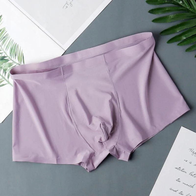 5 PCS/SET Men's Ice Silk Underwear Summer Thin Breathable Seamless Panties Sexy Male Underpants Comfortable XL-XXL Panties