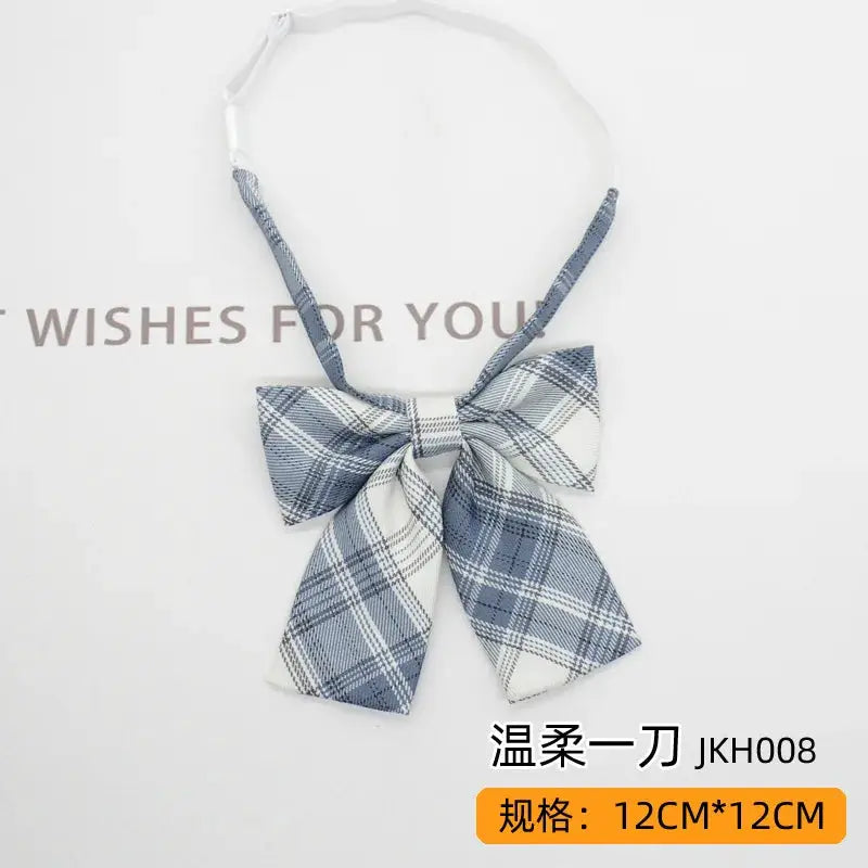 Trendy JK Ties Bowtie Women College Student Collar Neckwear Daily Shirt Accessories Cotton Plaid Bowknot Lolita Girls Lazy-tie BAZAARHUBO