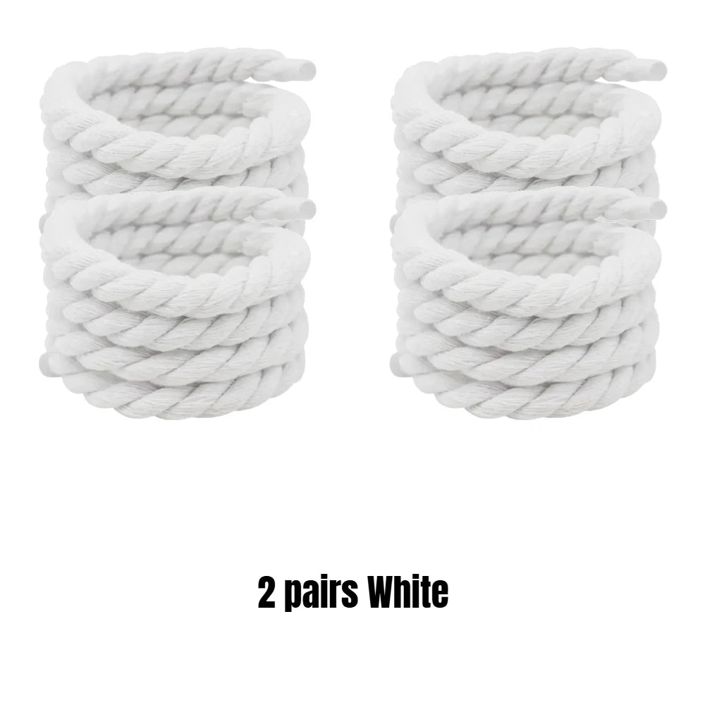 1/8Pair Round Thick Rope Laces Polyester Cotton High Quality Solid Color Laces 0.8cm 120/140/160cm Width Colorful Bold Shoelaces