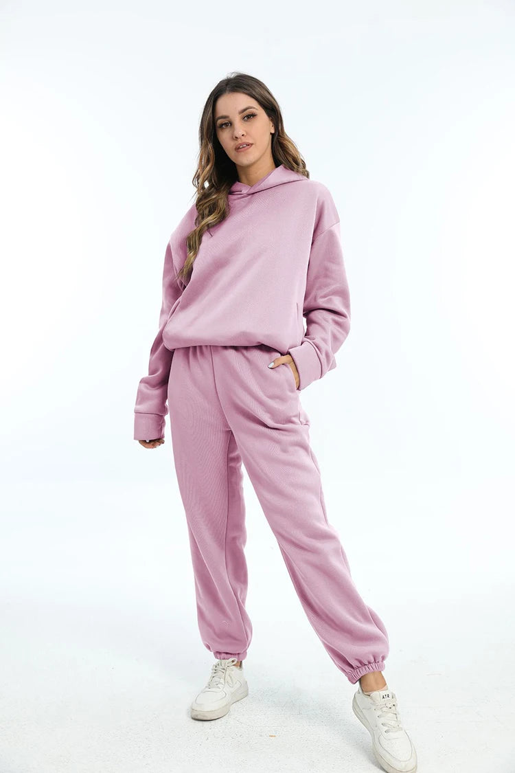 Women Two Piece Sets Tracksuit 2022 Autumn Casual Solid Long Sleeve Hoodie Sweatshirts Female Fashion Oversized Trouser Suits