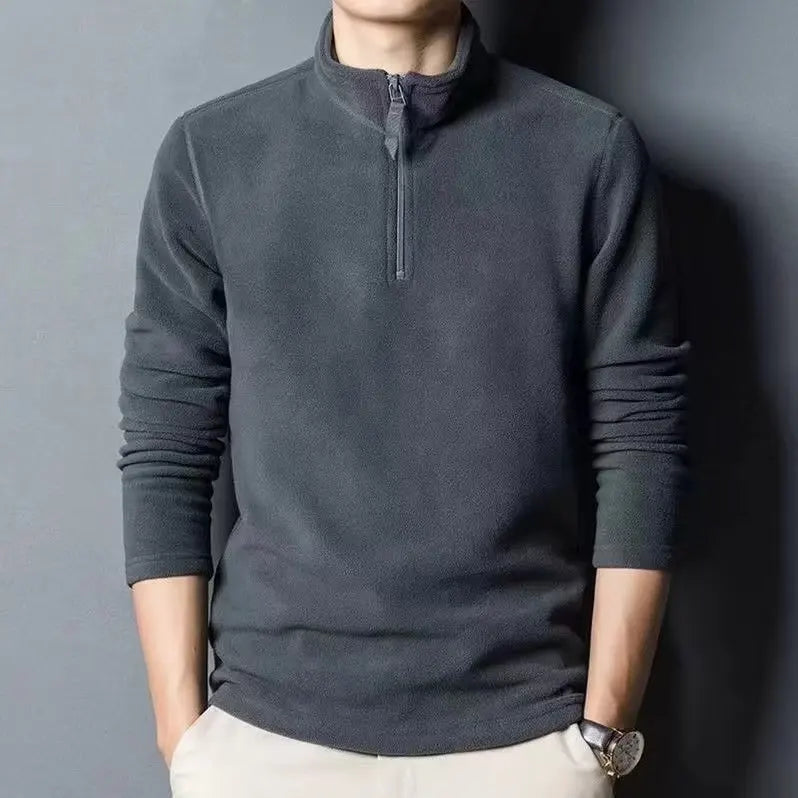 Men's insulation Polo Shirts 2026 Autumn Winter Standing Neck Half Zip Long Sleeve Fashion Versatile Sweatshirt Tees thicken Top BAZAARHUBO
