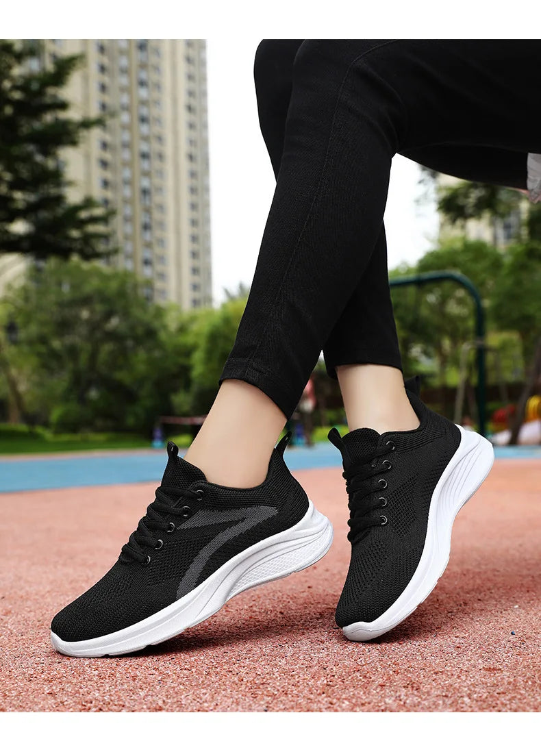 Women Casual Sport Shoes Breathable Lightweight Sneakers Outdoor Mesh Black Running Shoes Athletic Jogging Tenis Walking Shoes