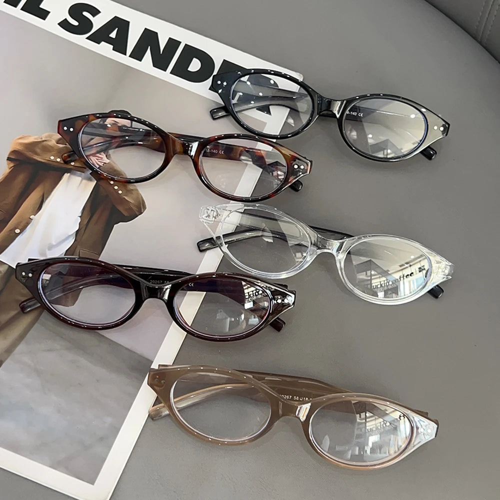 Y2K Retro Oval Frame Glasses Women Leopard Ins Sweet Cool Eyewear Trend Brand Reading Computer Anti Blue Light Eyeglasses BAZAARHUBO