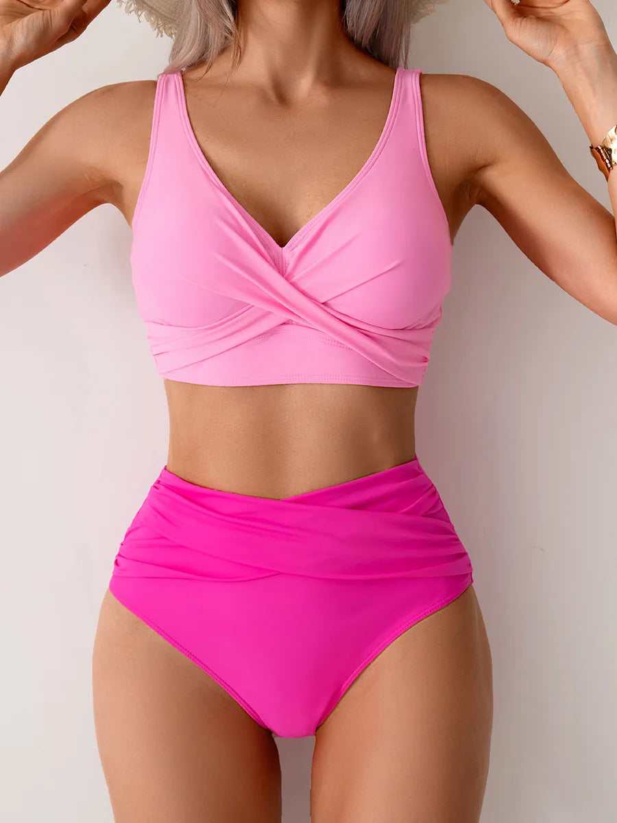 2025 girl Women's Clothing Swimwears European American new bikini sexy split swimsuit high waist swimsuit set bikini Bikinis Set