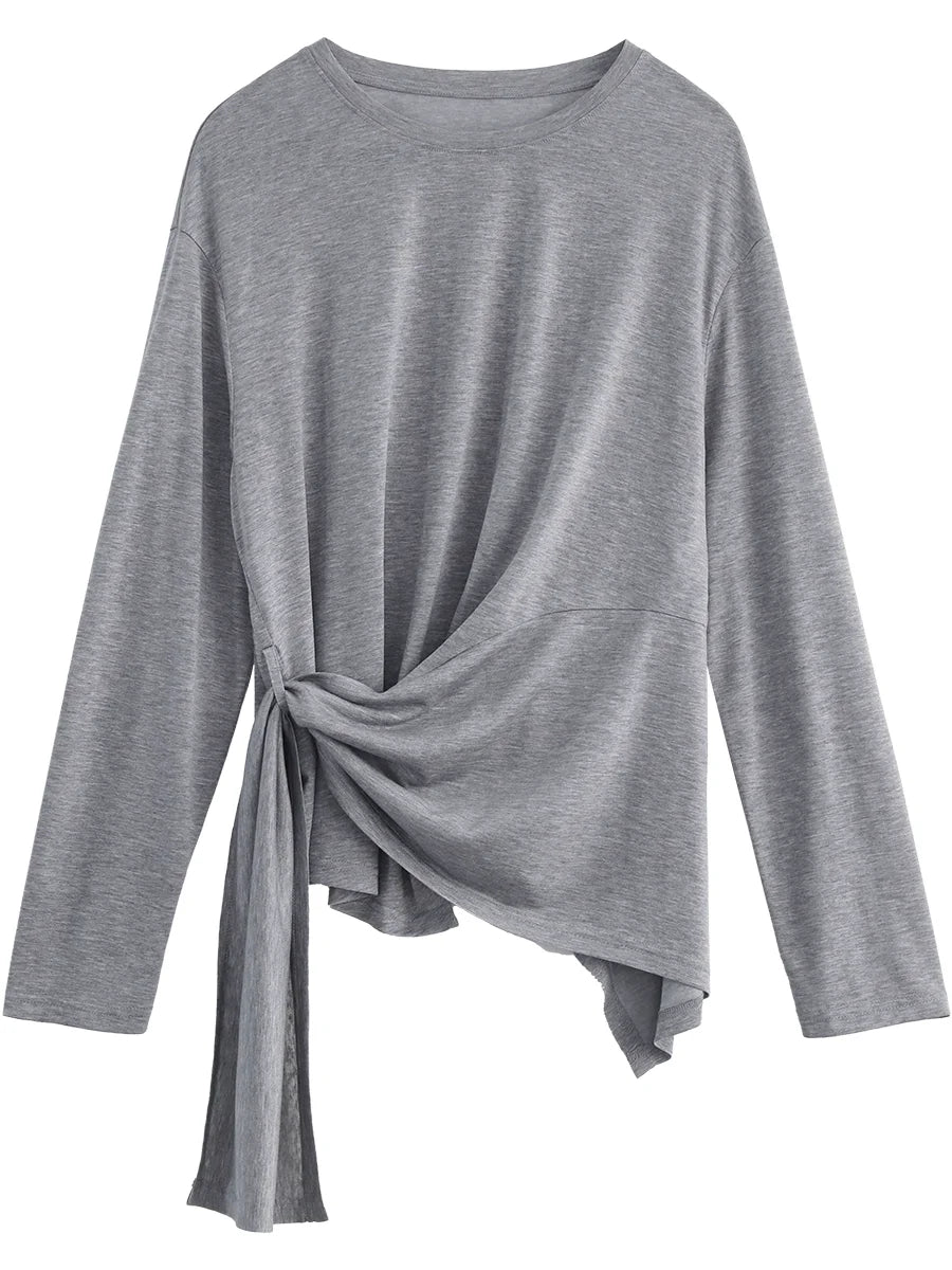 CHIC VEN Fashion Women's Pullovers Tees O Neck New Loose Solid Long Sleeve Female T-shirt Thin Female Top Spring Autumn 2025